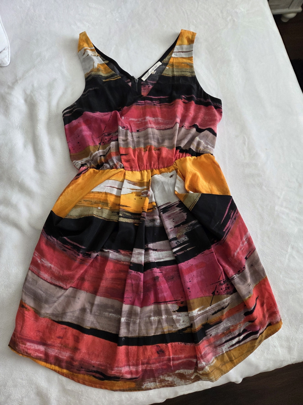 Girls Multicolor Striped Sundress - Pink, Yellow & Black